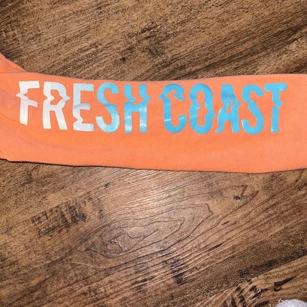 Old Navy Orange Hoodie with Blue Graphics